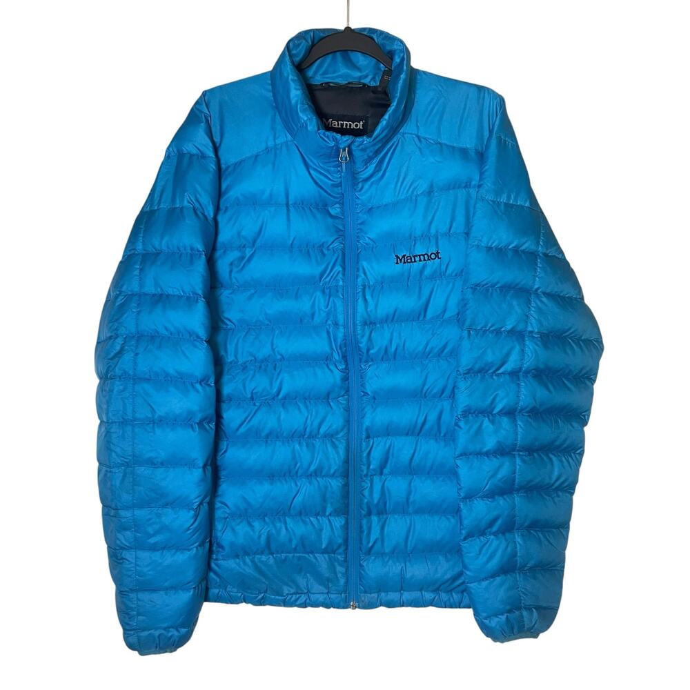 Marmot Zeus 700 Fill Down Puffer Jacket Lightweight Water Resistent Blue Men XL